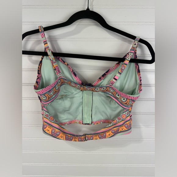Victoria’s Secret tankini bikini paisley pink, purple, mint swimsuit set. Size M - Picture 7 of 16